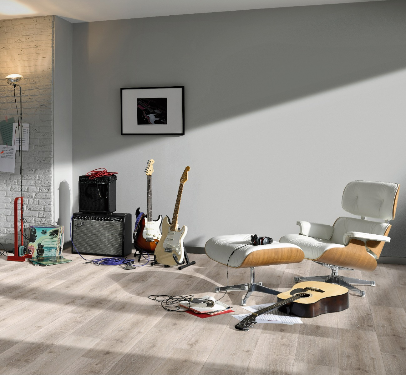PARADOR Vinylboden Eiche grau geweißt Landhausdiele 4-seitige Fase | Basic 5.3-4014809203315