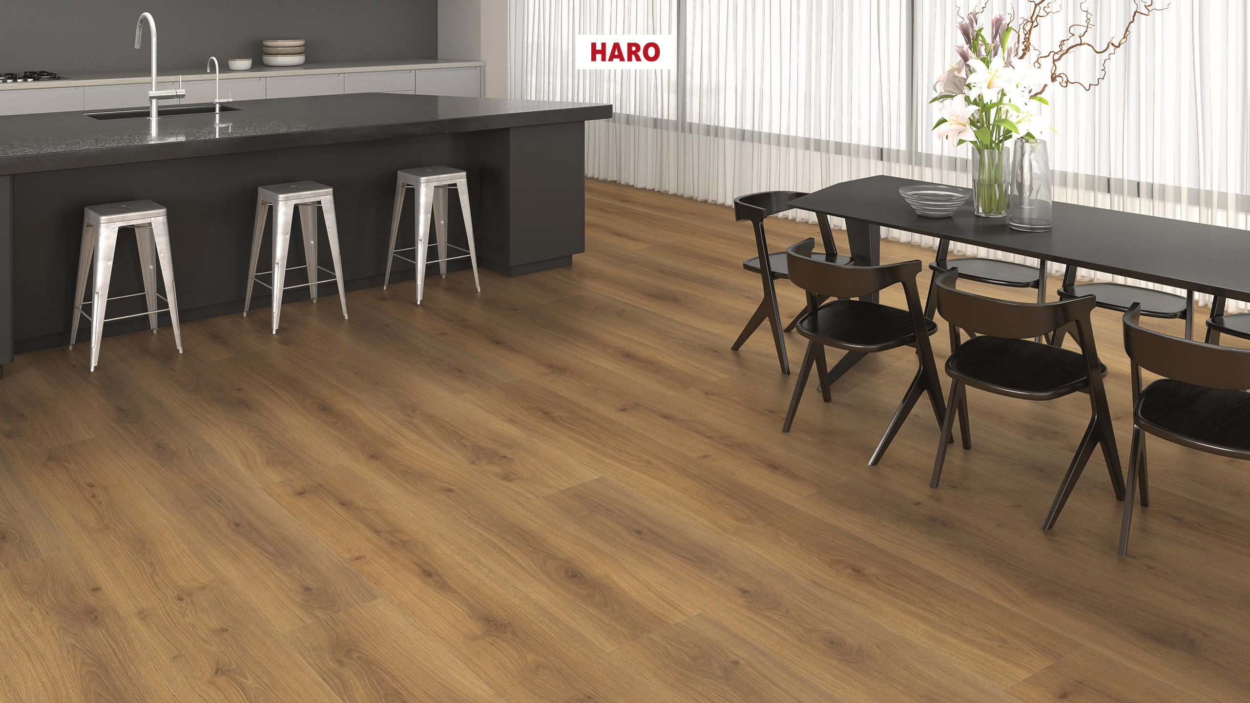 HARO Laminat Eiche Emilia Honig Landhausdiele 4V | Tritty 200 Aqua Gran Via | 2.Wahl | 20 m²-4018427458348