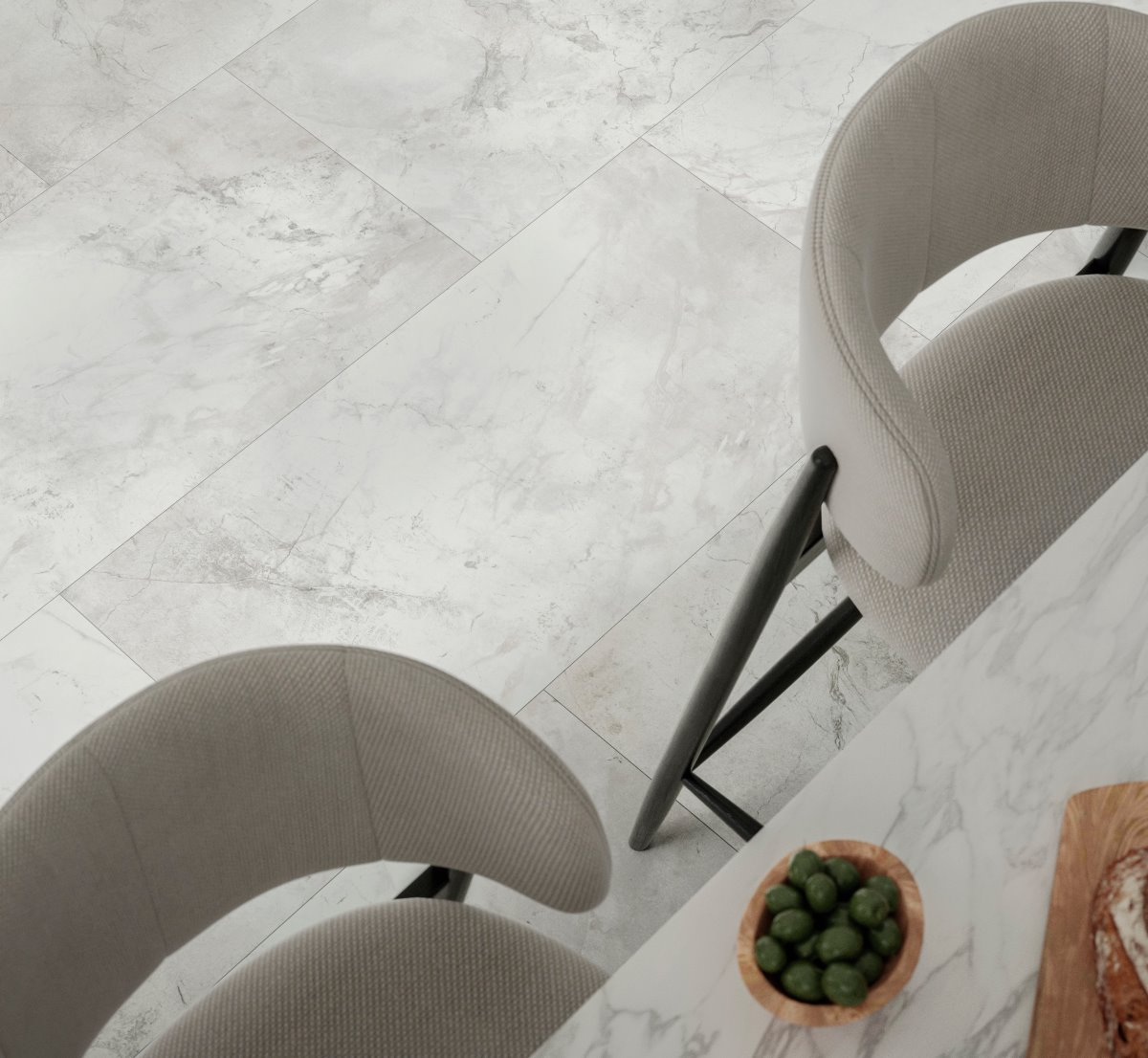 PARADOR Vinylboden Marmor Abbey weiß Mineralstruktur 4-seitige Fase | Trendtime 5-4014809269342