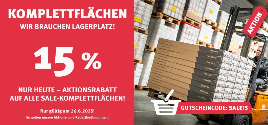 Aktion Komplettflächen mit 15% Rabatt