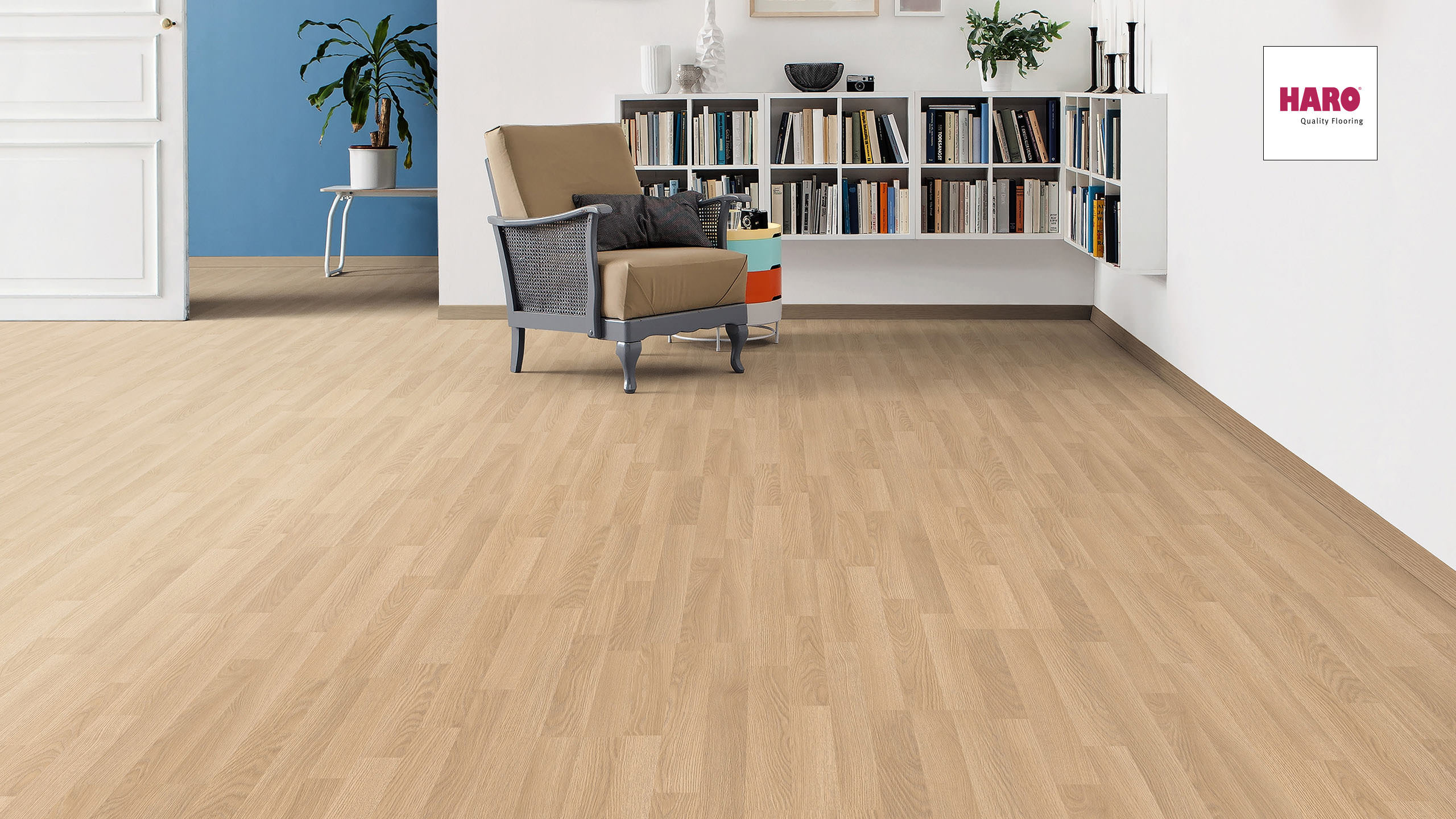 HARO Laminat Eiche premium creme Schiffsboden 3-Stab | Tritty 100 | 2.Wahl | 5 m²-4018427310509
