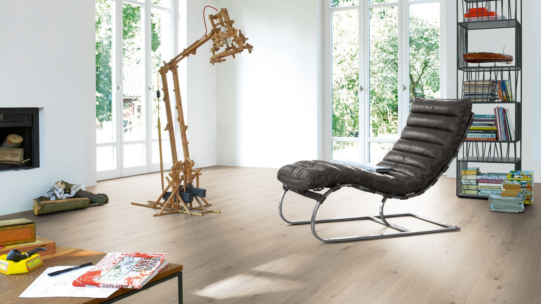 PARADOR Laminat Eiche gebleicht Gebürstete Struktur Landhausdiele | Basic 400 M4V | 26 m²-4014809202158