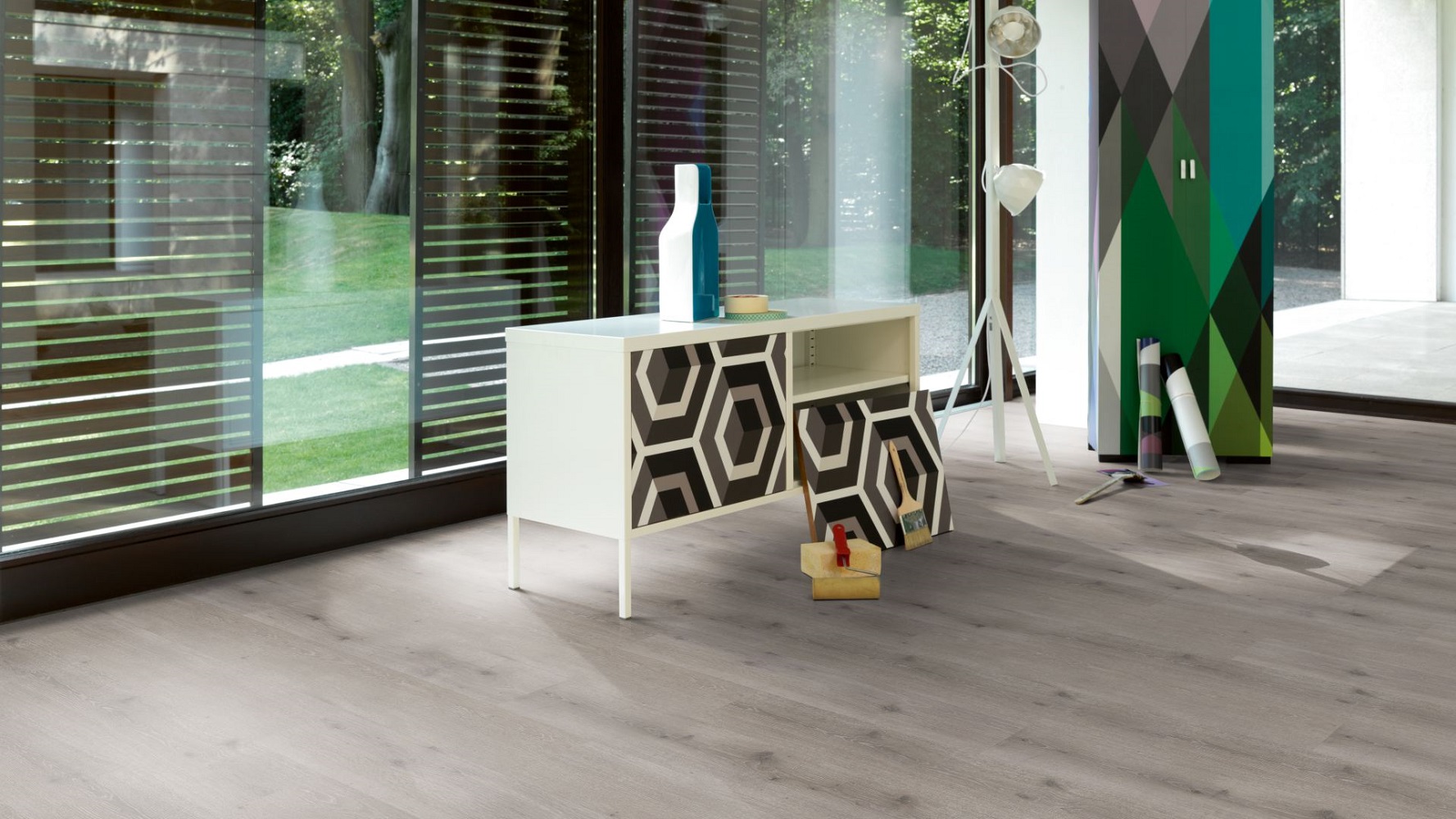 PARADOR Designboden Eiche Urban grau gekälkt Landhausdiele Holzstruktur 4-seitige Fase | Modular ONE-4014809192244